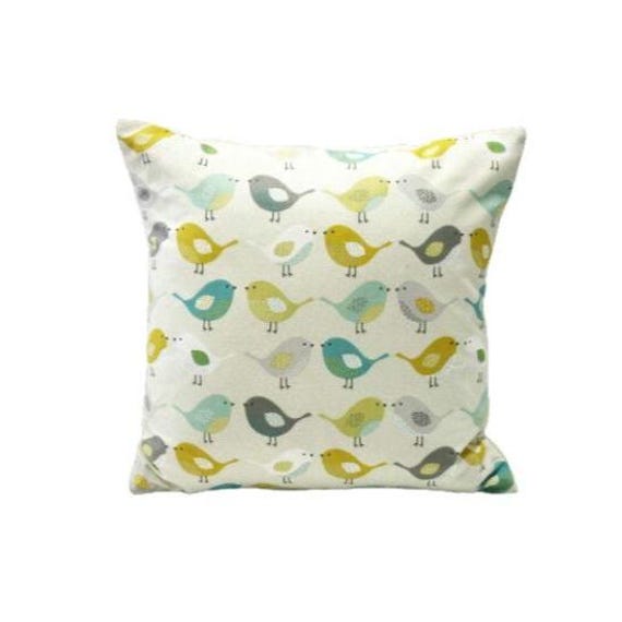 Bird Print Cushion Teal & Mustard Modern Home Decor - image 1