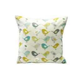 Bird Print Cushion Teal & Mustard Modern Home Decor