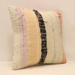 Ethnic Pillow 16x16 Inch - 40x40 cm Decorative Boho Interior Design Retro Home Decor Pillowcover Natural Dyekilim Cushion 4Kf-345 - thumbnail 2