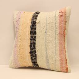 Ethnic Pillow 16x16 Inch - 40x40 cm Decorative Boho Interior Design Retro Home Decor Pillowcover Natural Dyekilim Cushion 4Kf-345 - thumbnail 3