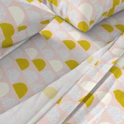 Blush & Mustard Sheets - Moon Phases By Littlesmilemakers Scandi Retro Modern Abstract Cotton Sateen Sheet Set Bedding Spoonflower - thumbnail 2