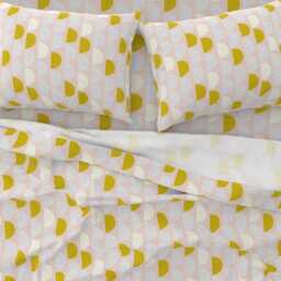 Blush & Mustard Sheets - Moon Phases By Littlesmilemakers Scandi Retro Modern Abstract Cotton Sateen Sheet Set Bedding Spoonflower - thumbnail 3