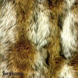 Handmade Golden Brown Coyote Stripe Faux Fur Throw Blanket, Minky Lining - thumbnail 2