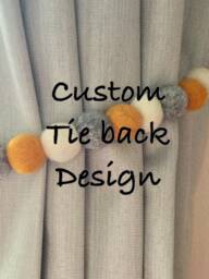 Custom Felt Ball Curtain Tie Backs Design Your Colors - thumbnail 1
