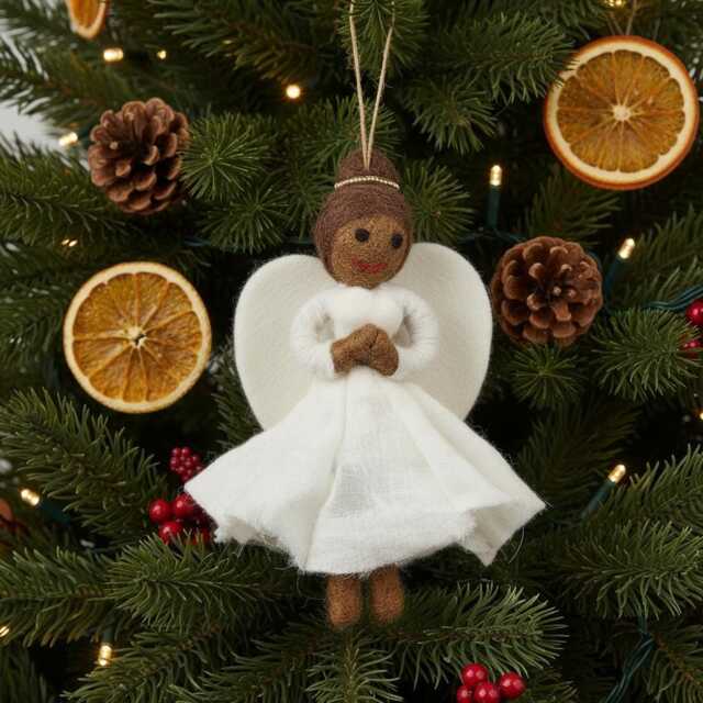Black Christmas Angel - Decoration Handmade Fair Trade Eco Friendly Silk Biodegradable - image 1