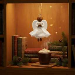 Black Christmas Angel - Decoration Handmade Fair Trade Eco Friendly Silk Biodegradable - thumbnail 4