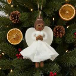 Black Christmas Angel - Decoration Handmade Fair Trade Eco Friendly Silk Biodegradable
