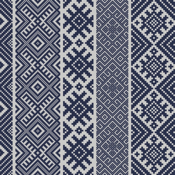 Kilim Rug, Kilim Pattern, Boho Style, Boho Decor, Decorative PVC, Vinyl Mat, Linoleum Rug - Dark Blue With Gray K-111 - image 1