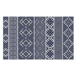 Kilim Rug, Kilim Pattern, Boho Style, Boho Decor, Decorative PVC, Vinyl Mat, Linoleum Rug - Dark Blue With Gray K-111 - thumbnail 2