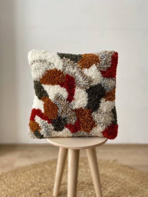 Punch Needle Pillow, Handmade Abstract Decor For Home, Livingroom Decoration, Hand Tufted Cushion - image 1