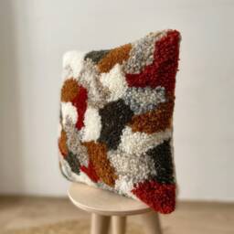 Punch Needle Pillow, Handmade Abstract Decor For Home, Livingroom Decoration, Hand Tufted Cushion - thumbnail 2