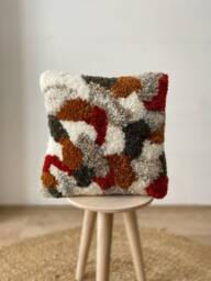 Punch Needle Pillow, Handmade Abstract Decor For Home, Livingroom Decoration, Hand Tufted Cushion - thumbnail 1