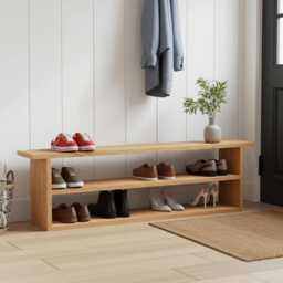 American Oak Shoe Rack Bench - Storage Entryway Solid