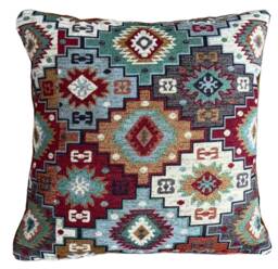 Boho Ethnic Kilim Cushion Cover Geometric Tapestry With Velvet Backing - thumbnail 1