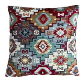Boho Ethnic Kilim Cushion Cover Geometric Tapestry With Velvet Backing - thumbnail 2
