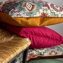 Boho Ethnic Kilim Cushion Cover Geometric Tapestry With Velvet Backing - thumbnail 3