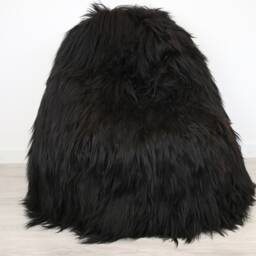 On Sale Sheepskin Beanbag Black - Bean Bag Pouf Huge Furry - thumbnail 2