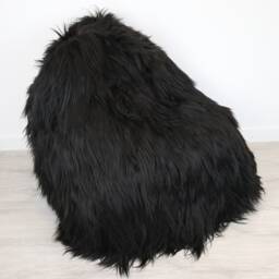 On Sale Sheepskin Beanbag Black - Bean Bag Pouf Huge Furry - thumbnail 3