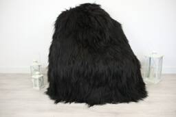On Sale Sheepskin Beanbag Black - Bean Bag Pouf Huge Furry