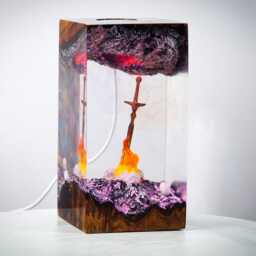 Limited Handcrafted Bonfire Resin Lamp - Inspired By The Flame Of Da.rk Sou.l Fantasy Epoxy Art Light, Gaming Gift - thumbnail 2