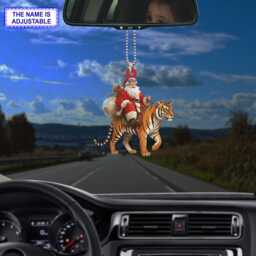 Santa Riding Tiger Acrylic 2D Flat Christmas Ornament, Festive Tree Hanging Holiday Decoration, Unique Tiger Gift - thumbnail 2