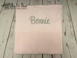 Personalised Embroidered Cellular Baby Blanket New Gift Christening Shower Keepsake - thumbnail 1
