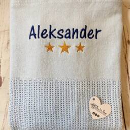 Personalised Embroidered Cellular Baby Blanket New Gift Christening Shower Keepsake - thumbnail 3