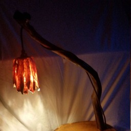 Another Unique Lamp Made From Naturaly Weathered Wood. The Shade Is Hand Sculpted To Resemble Rags & Painted - thumbnail 4