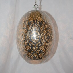 Moroccan Egg Lamp Brass Pendant Light, Handmade Oriental Hanging Lamp, Gold Lampshade, Home Decor Lighting & Ceiling Light - thumbnail 3