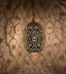 Moroccan Egg Lamp Brass Pendant Light, Handmade Oriental Hanging Lamp, Gold Lampshade, Home Decor Lighting & Ceiling Light - thumbnail 1