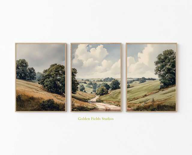 Rustic Farmhouse Landscape Prints Set Countryside Wall Art by Etsy ...