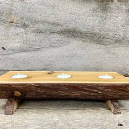 Rustic White Cedar Log Candle Holder Cabin Decor Centerpiece - 12 - thumbnail 3