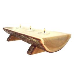 Rustic White Cedar Log Candle Holder Cabin Decor Centerpiece - 12 - thumbnail 4