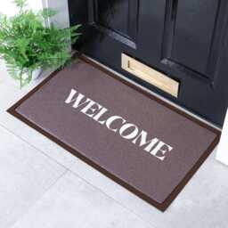 Chocolate Brown Welcome Doormat Recycled PVC, Anti-Slip - 70x40cm - thumbnail 1