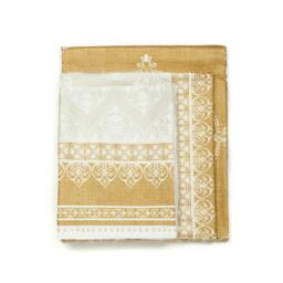 Soft Cotton Sateen Gold Brown & Cream Damask 4 Pcs Sheet Set - Queen