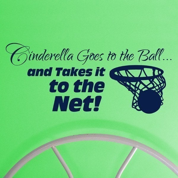 Girls Basketball Decal, Cinderella Goes To The Ball, Vinyl Wall Decor, Sport Stickers, Princess Wall Decor - image 1