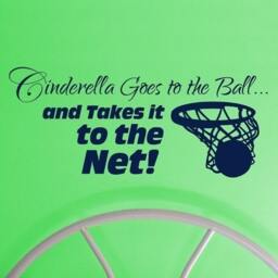 Girls Basketball Decal, Cinderella Goes To The Ball, Vinyl Wall Decor, Sport Stickers, Princess Wall Decor - thumbnail 1