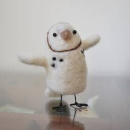 Dancing Barn Owls, Needle Felted Sculpture - thumbnail 2