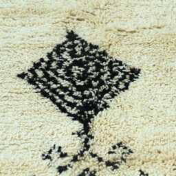 Handwoven Beni Ourain Rug - Black Cream Wool Berber Tribal Diamond Carpet - thumbnail 4