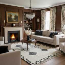 Handwoven Beni Ourain Rug - Black Cream Wool Berber Tribal Diamond Carpet - thumbnail 3
