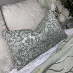 "Rustic Woodland Design Cushion Cover - Sage Pillow For Sofa Or Bed Throw 12"" X 20" - thumbnail 1