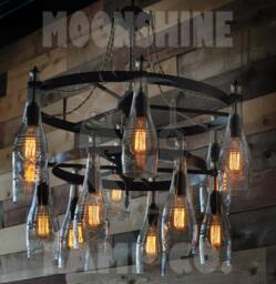 The Sonoma -Metal Chandelier With Recycled Glass Bottles & Vintage Style Edison Bulbs - thumbnail 2