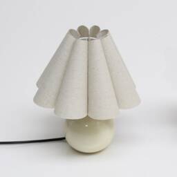 Handmade Burlap Pleated Bedside Lamp With Beige Ceramic Base-5# - thumbnail 3