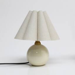 Handmade Burlap Pleated Bedside Lamp With Beige Ceramic Base-5# - thumbnail 1
