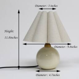Handmade Burlap Pleated Bedside Lamp With Beige Ceramic Base-5# - thumbnail 2