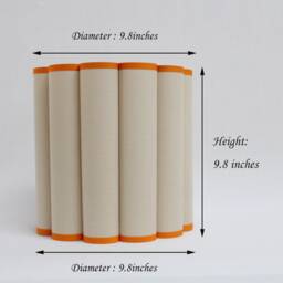Handmade Khaki Fabric Drum Lampshade With Orange Trim-75# - thumbnail 2
