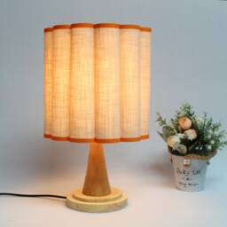 Handmade Khaki Fabric Drum Lampshade With Orange Trim-75# - thumbnail 4
