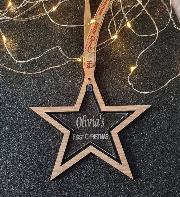 Personalised First Christmas Star Bauble - image 1