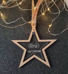 Personalised First Christmas Star Bauble