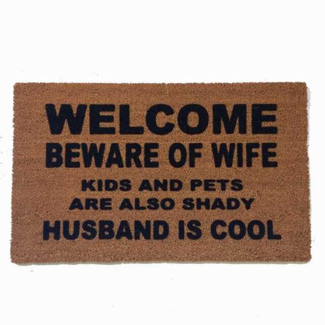 Funny Husband Is Cool Doormat - Beware Of Wife, Kids & Pets - image 1